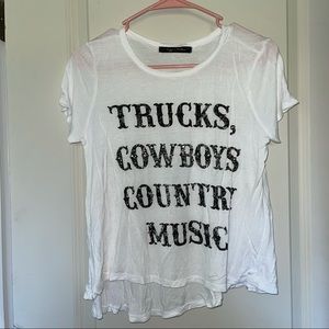“Trucks Cowboys Country Music” sheer t-shirt